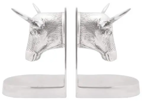 Suporturi cărți 2 buc., argintiu, 21,5x15,5x20 cm, aluminiu, taur - 4/5