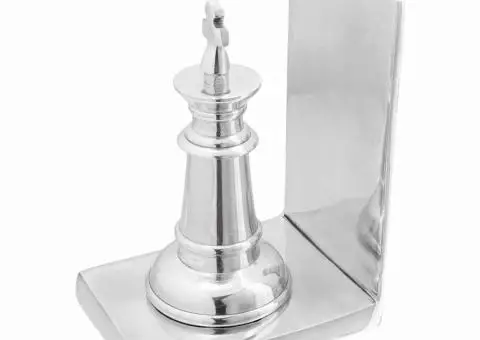 Suporturi cărți 2 buc., argintiu, 11x12x19,5 cm, aluminiu, șah - 1/5