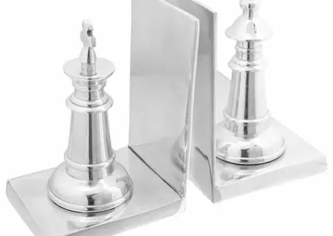 Suporturi cărți 2 buc., argintiu, 11x12x19,5 cm, aluminiu, șah - 3/5