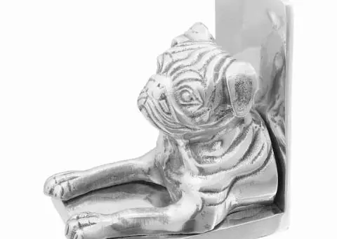 Suporturi cărți 2 buc., argintiu, 12x15x18 cm, aluminiu, câine - 1/5