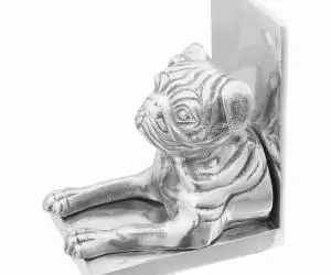 vidaXL Suporturi cărți 2 buc., argintiu, 12x15x18 cm, aluminiu, câine