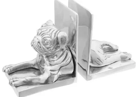 Suporturi cărți 2 buc., argintiu, 12x15x18 cm, aluminiu, câine - 3/5