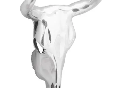 Cap de taur de perete, argintiu, 34x13x53 cm, aluminiu - 1/5