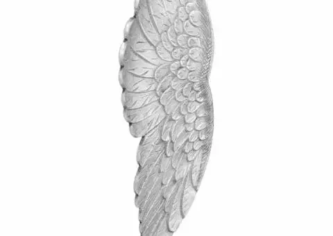Sculptură aripi mică, argintiu, 17x5x59 cm, aluminiu - 1/5