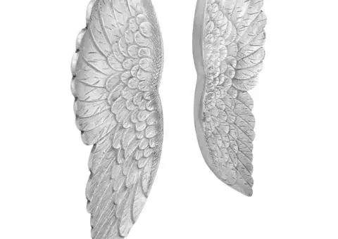 Sculptură aripi mică, argintiu, 17x5x59 cm, aluminiu - 2/5