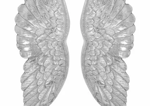 Sculptură aripi mică, argintiu, 17x5x59 cm, aluminiu - 4/5