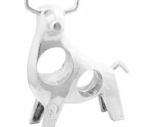 vidaXL Sculptură taur, argintiu, 22x9,5x34 cm, aluminiu
