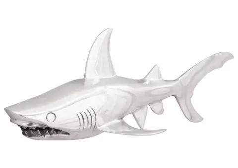 Sculptură rechin, argintiu, 68x20x24 cm, aluminiu - 1/5