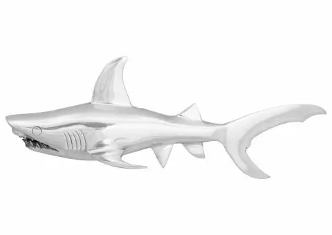Sculptură rechin, argintiu, 68x20x24 cm, aluminiu - 4/5