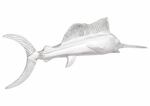 Pește-sabie de perete, argintiu, 91x8x26 cm, aluminiu - 1/5