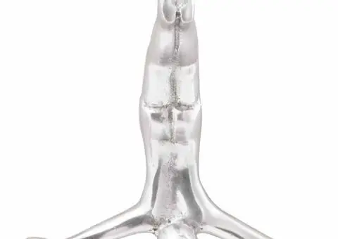 Sculptură om în cadere, argintiu, 22x8x25 cm, aluminiu - 3/5