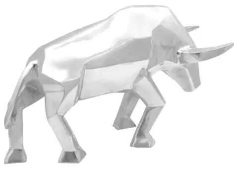 Sculptură taur, argintiu, 74x23x39 cm, aluminiu - 2/5