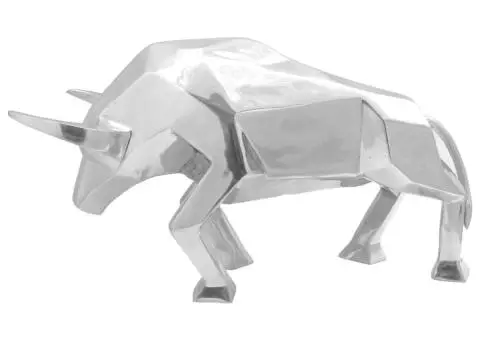 Sculptură taur, argintiu, 74x23x39 cm, aluminiu - 4/5