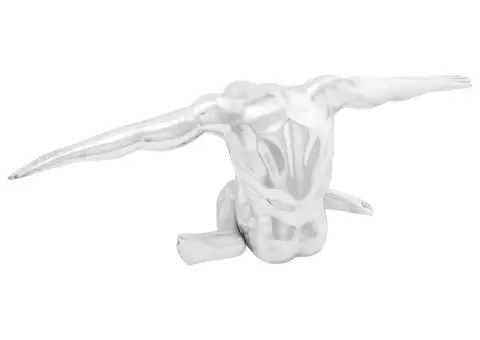 Sculptură gânditorul, argintiu, 63x20x22 cm, aluminiu - 2/5