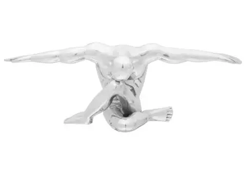 Sculptură gânditorul, argintiu, 63x20x22 cm, aluminiu - 3/5