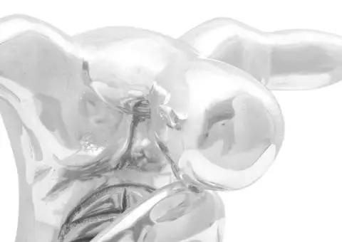 Sculptură gânditorul, argintiu, 63x20x22 cm, aluminiu - 4/5