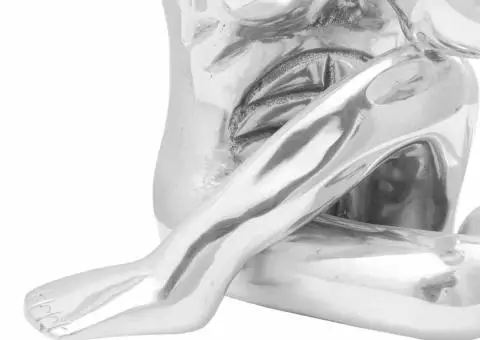 Sculptură gânditorul, argintiu, 63x20x22 cm, aluminiu - 5/5