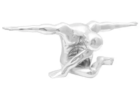 Sculptură gânditorul, argintiu, 91,5x32x33 cm, aluminiu - 1/5