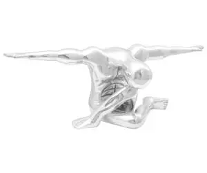 vidaXL Sculptură gânditorul, argintiu, 91,5x32x33 cm, aluminiu