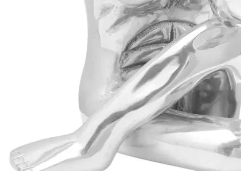 Sculptură gânditorul, argintiu, 91,5x32x33 cm, aluminiu - 5/5