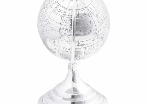 Sculptură glob, argintiu, 16.5x14x26 cm, aluminiu - 2/5