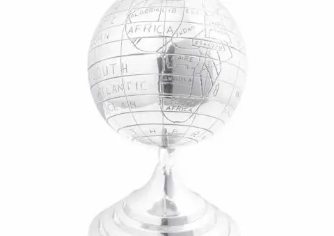 Sculptură glob, argintiu, 16.5x14x26 cm, aluminiu - 3/5