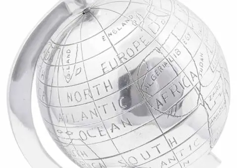 Sculptură glob, argintiu, 16.5x14x26 cm, aluminiu - 4/5