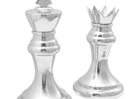 Sculpturi şah, 2 buc., argintiu, aluminiu - 3/5