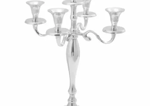 Suport de lumânări, argintiu, 29x29x40 cm, aluminiu - 1/5