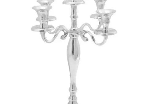 Suport de lumânări, argintiu, 29x29x40 cm, aluminiu - 2/5