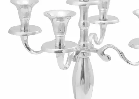 Suport de lumânări, argintiu, 29x29x40 cm, aluminiu - 3/5