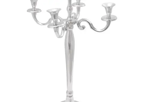 Suport de lumânări, argintiu, 39x39x60 cm, aluminiu - 1/5
