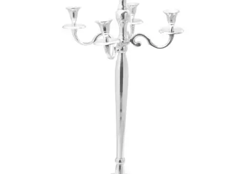 Suport de lumânări, argintiu, 32x32x79,5 cm, aluminiu - 1/5