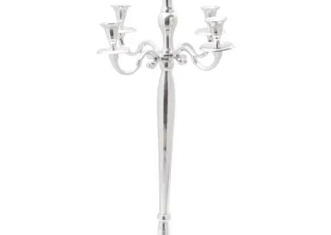 Suport de lumânări, argintiu, 32x32x79,5 cm, aluminiu - 2/5