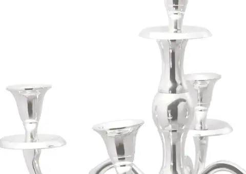 Suport de lumânări, argintiu, 32x32x79,5 cm, aluminiu - 3/5