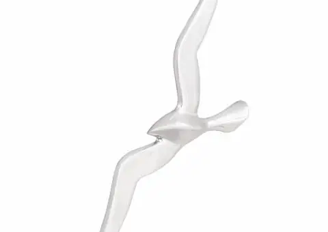 Pescăruși, 2 buc., de perete, argintiu, aluminiu - 2/5