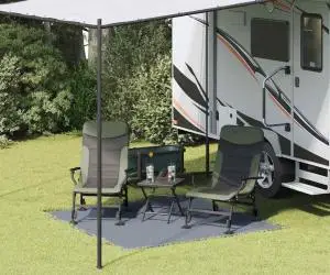 vidaXL Accesoriu Cort Albastru-Gri Poliester 200 x 200 cm Dreptunghiular