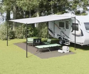 vidaXL Accesoriu de Cort Gri deschis Poliester 300 x 600 cm Durabil