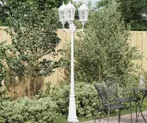 vidaXL Stâlp de iluminat de grădină cu 3 lămpi E27 Alb 235 cm Aluminiu
