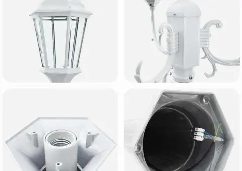 Stâlp de iluminat de grădină cu 3 lămpi E27 Alb 235 cm Aluminiu - 5/5