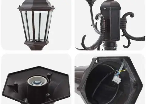 Stâlp de lumină pentru grădină cu 3 lămpi E27 Bronz 235 cm Aluminiu - 5/5