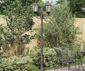 vidaXL Stâlp de iluminat de grădină cu 2 lămpi E27 Bronz 235 cm Aluminiu