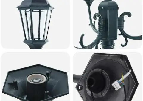 Stâlp de lumină pentru grădină cu 3 lămpi E27 Verde 220 cm Aluminiu - 5/5