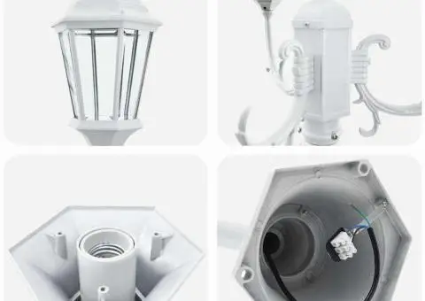 Stâlp de iluminat pentru grădină cu 3 lămpi E27 Alb 220 cm Aluminium - 5/5