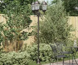 Stâlp de iluminat pentru grădină vidaXL 3-lămpi E27 Bronz 220 cm Aluminiu