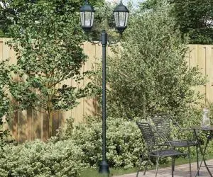 Stâlp de lumină pentru grădină vidaXL cu 2 lămpi E27 Verde 220 cm Aluminiu