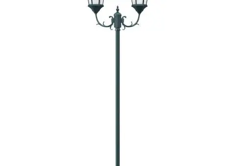 Stâlp de lumină pentru grădină cu 2 lămpi E27 Verde 220 cm Aluminiu - 3/5