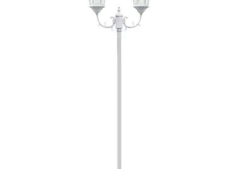 Stâlp de iluminat pentru grădină cu 2 lămpi E27 Alb 220 cm Aluminiu - 3/5