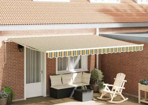 Material de înlocuire pentru marchiză pentru cadru de 4.5x3 m Verde și Galben - 1/5