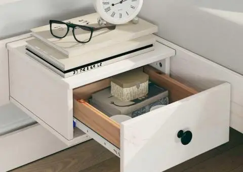 Cadru de pat cu sertar Alb 135 x 190 cm - 5/5